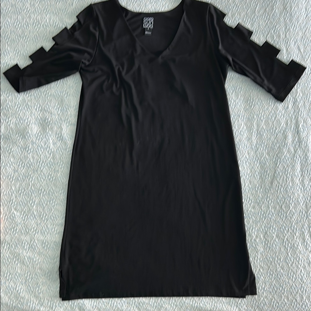 CLARA SUN WOO Cut-Out Sleeve Black Poly Versatile Drwss Casual / Dress Up Size S
